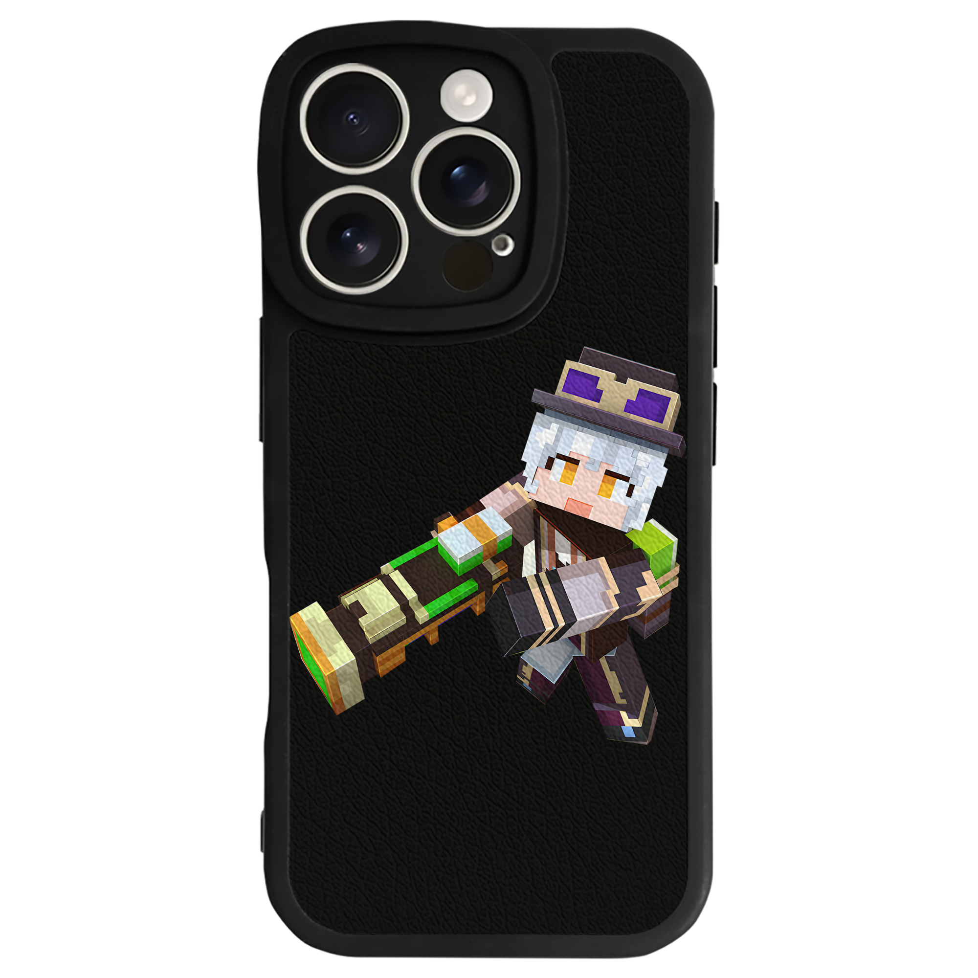 （画像用） マインクラフト ブロックの世界 Minecraft MC Block world 【iPhone 16シリーズ対応】シリコンスマホケース（レザー調） 材質：シリコン
